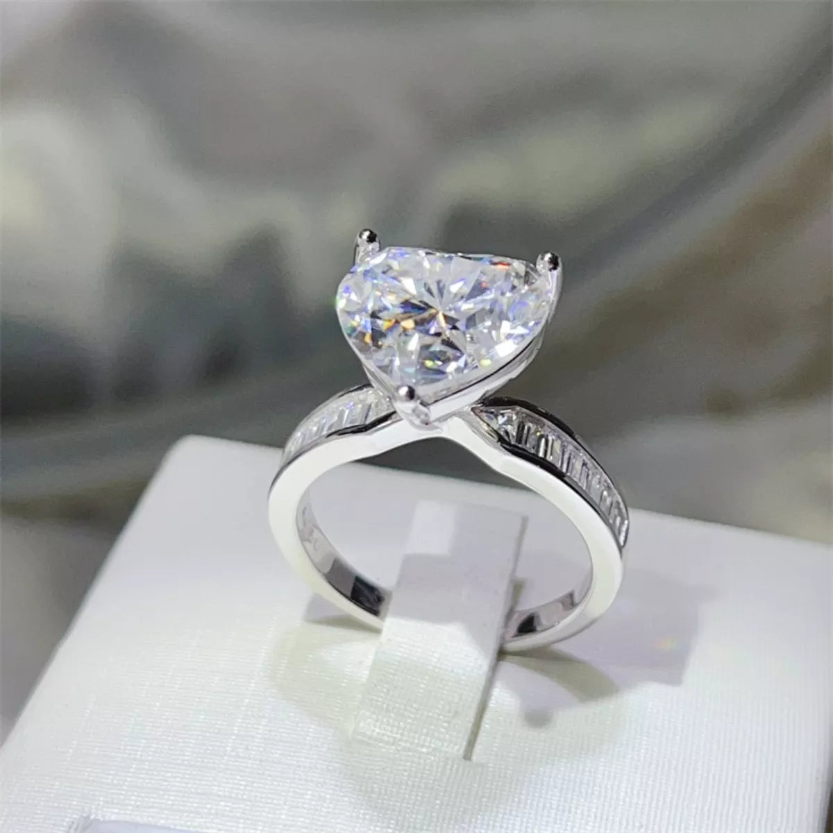 Lumina Heart 5 Carat Moissanite 925 Sterling Silver Mon Amour Solitaire Ring