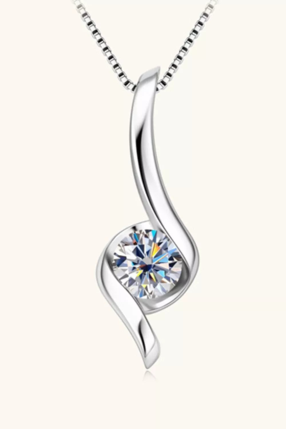 Sensa Moderna 1 Carat Moissanite 925 Sterling Silver Solitaire Necklace