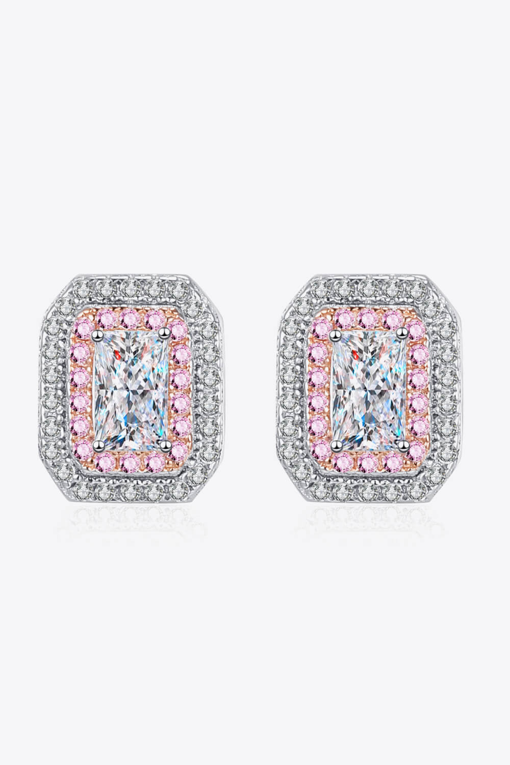 Sensa Moderna 1 Carat Moissanite 925 Sterling Silver Contrast Geometric Stud Earrings