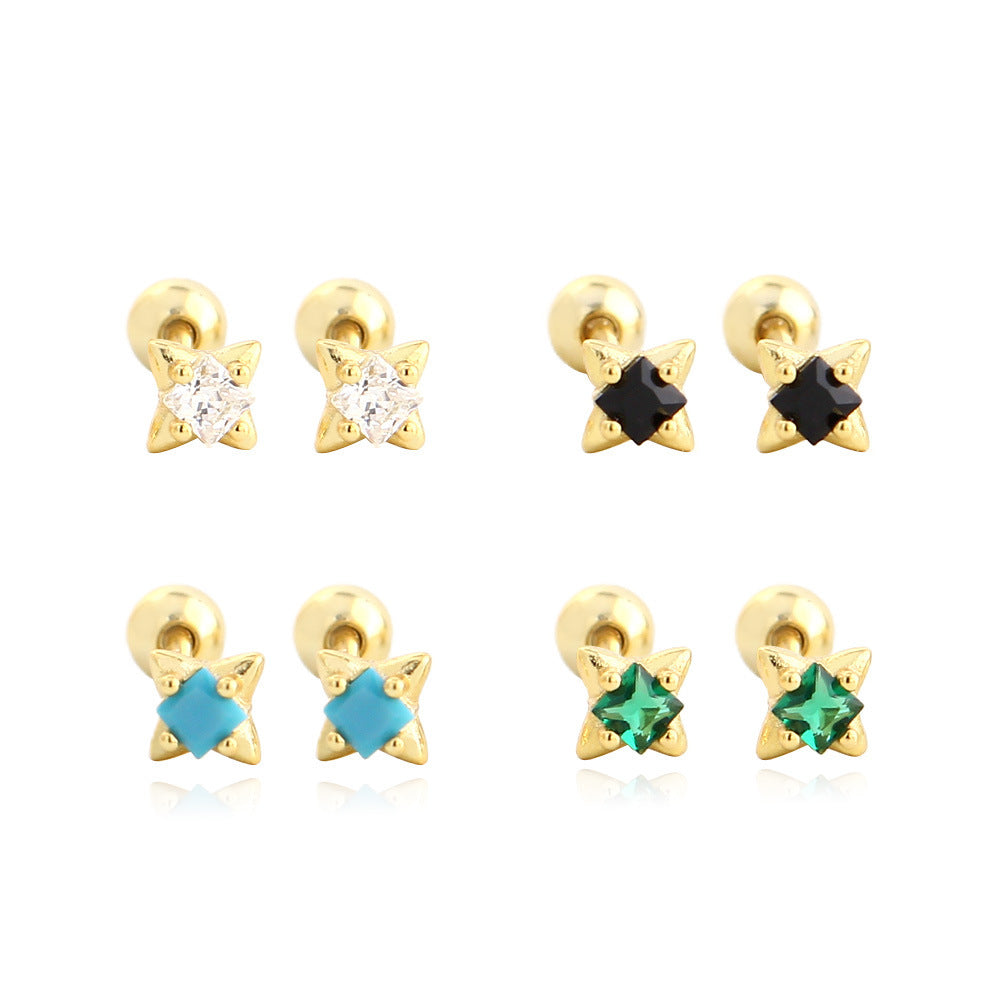 Lumina Splash 925 Sterling Silver Star Screw Back Stud Earrings