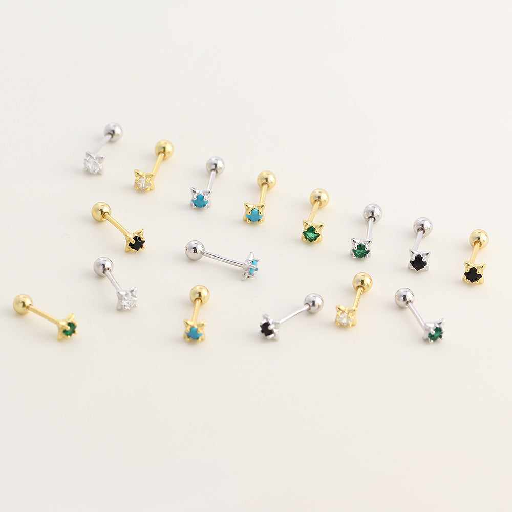 Lumina Splash 925 Sterling Silver Star Screw Back Stud Earrings