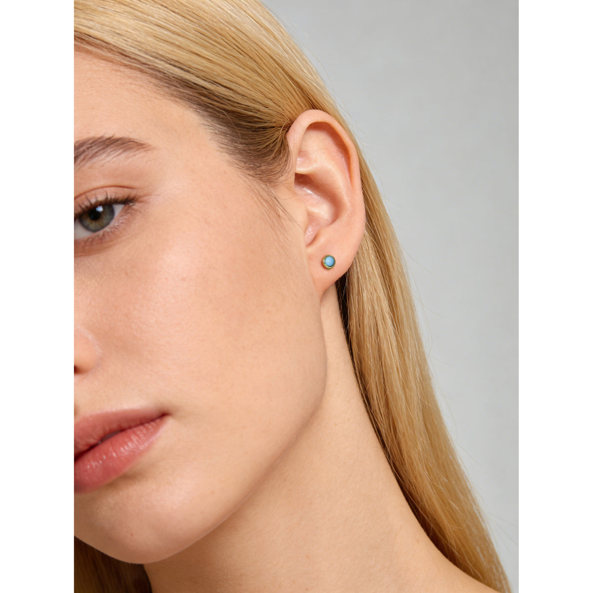Lumina Sky Blue Natural Stone 925 Sterling Silver Round Stud Earrings