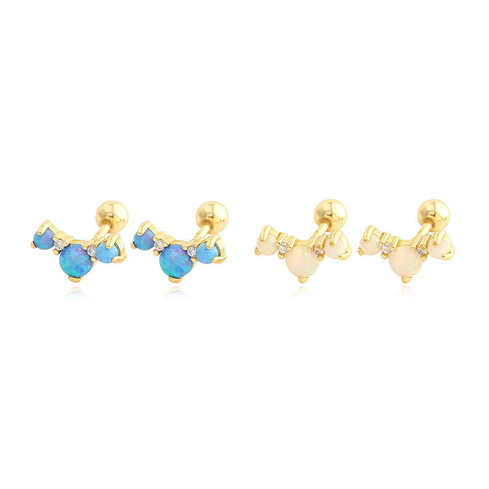 Lumina Sky Opal 925 Sterling Silver Bow Stud Earrings