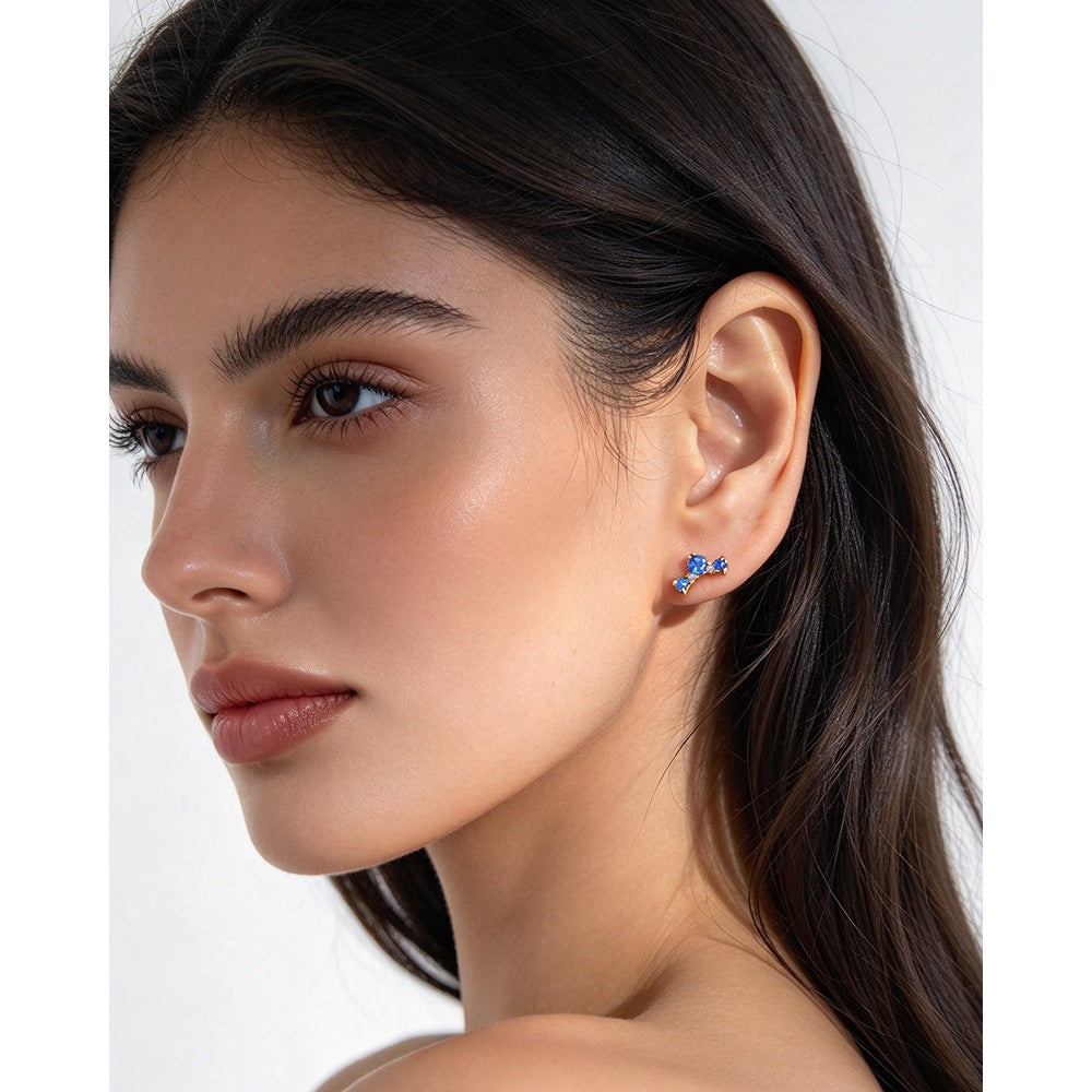 Lumina Sky Opal 925 Sterling Silver Bow Stud Earrings