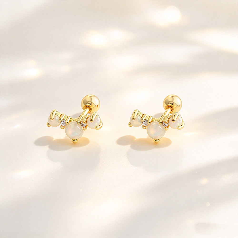 Lumina Sky Opal 925 Sterling Silver Bow Stud Earrings