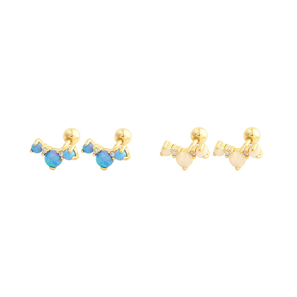 Lumina Sky Opal 925 Sterling Silver Bow Stud Earrings