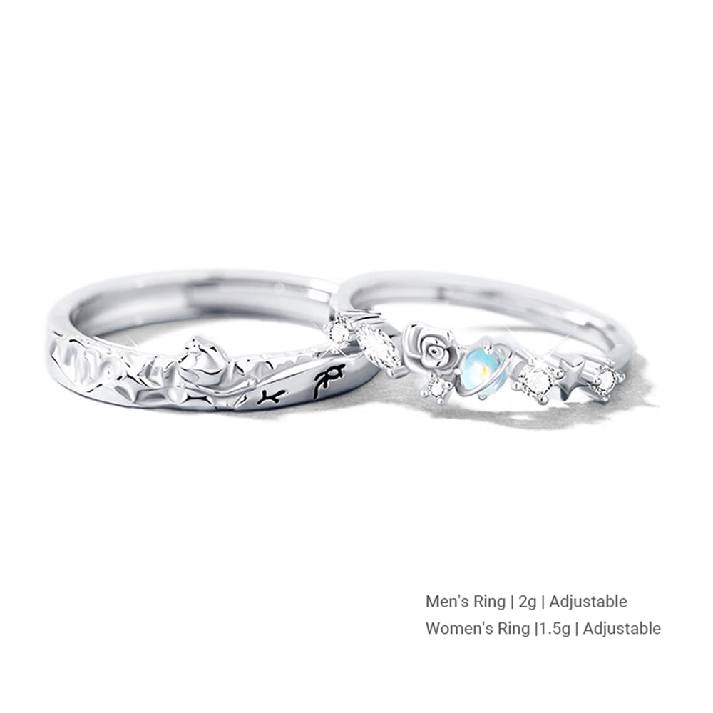 Lumina Sky Moonstone 925 Sterling Silver Adjustable Couple Rings