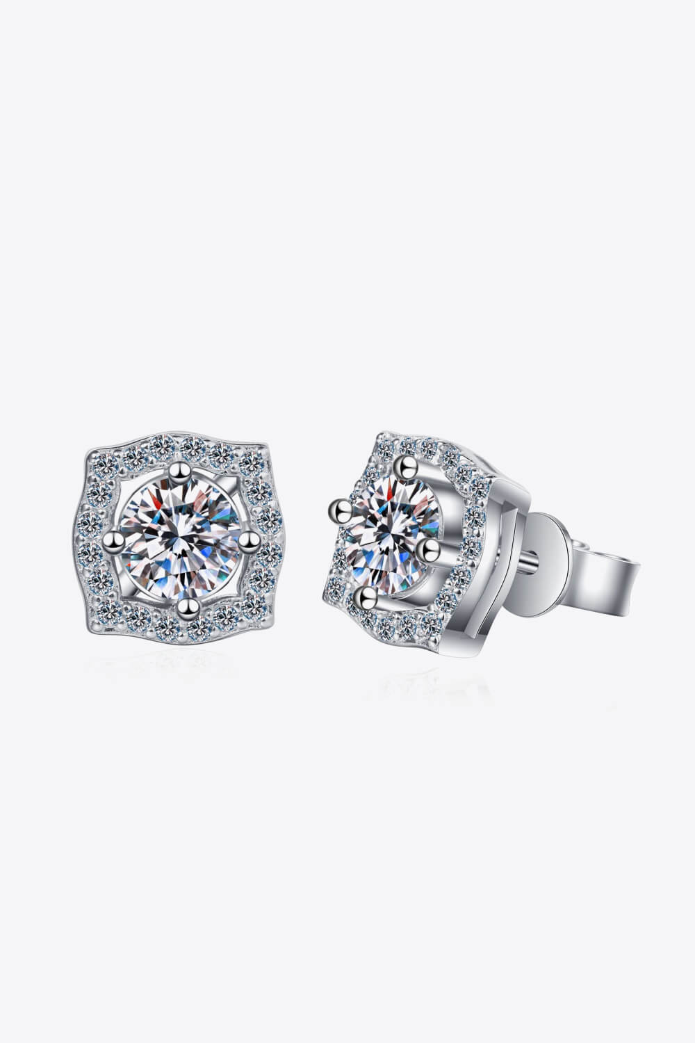 Sensa Moderna 1 Carat Moissanite 925 Sterling Silver Minimalist Stud Earrings