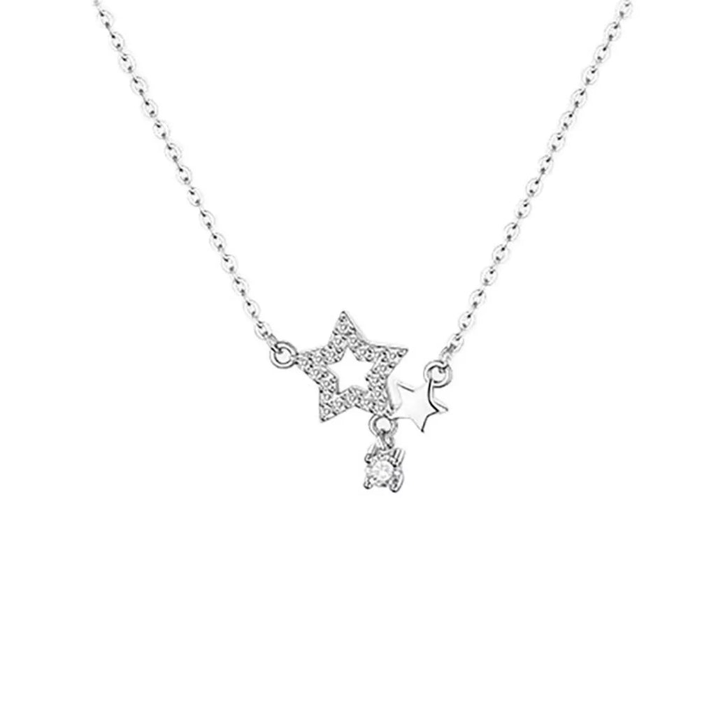 Sensa Moderna Zircon 925 Sterling Silver Star Necklace