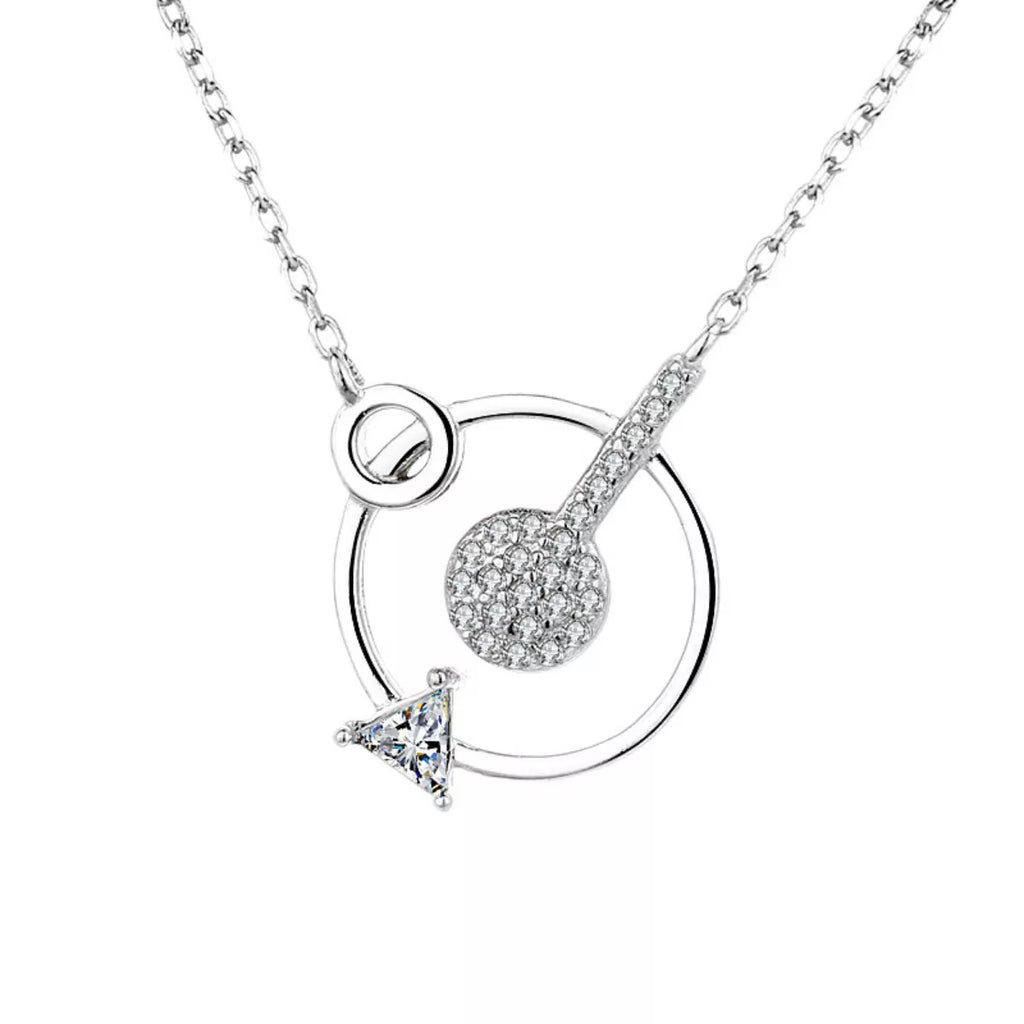 Sensa Grid Zircon 925 Sterling Silver Triangle Geometric Pendant Necklace