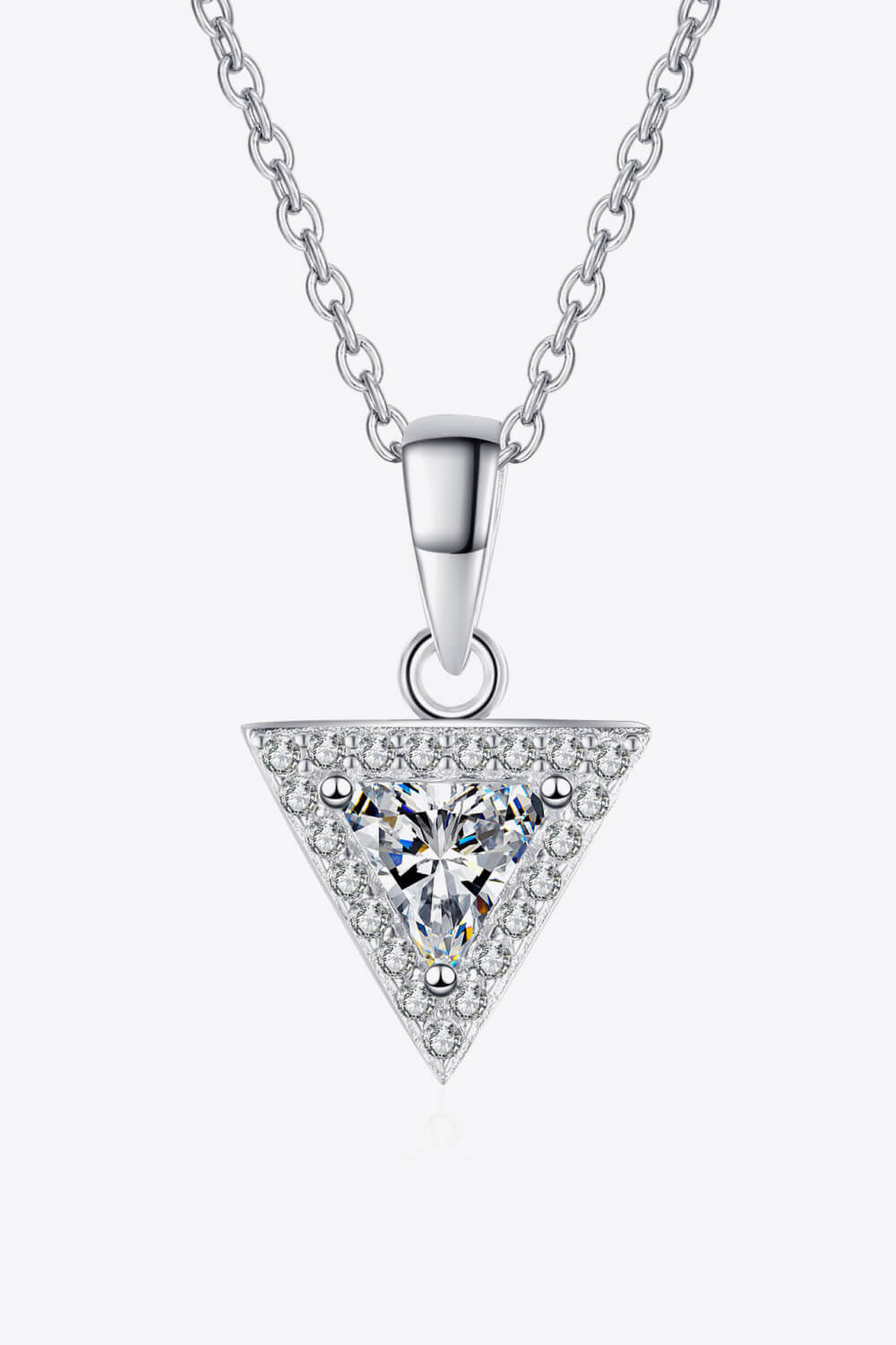 Sensa Moderna 0.5 Carat Moissanite 925 Sterling Silver Triangle Pendant Necklace