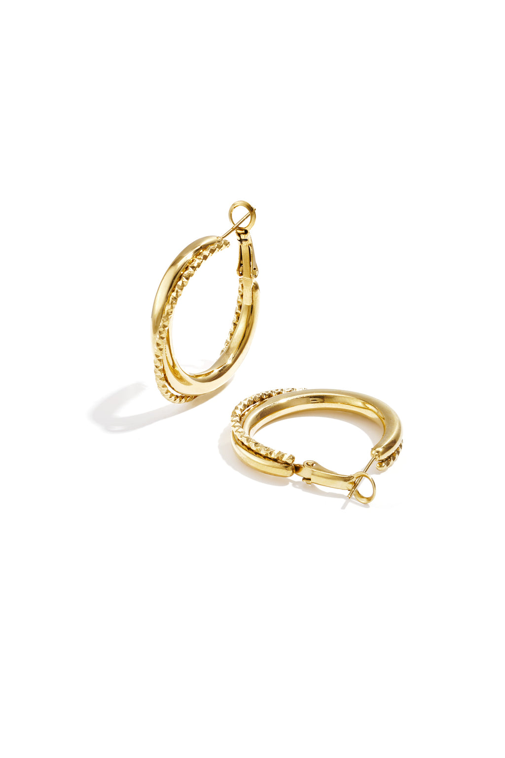 Sensa Grid Double Hoop Earrings with Twist Detail