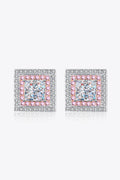 Sensa Moderna 1 Carat Moissanite 925 Sterling Silver Bezel Square Stud Earrings