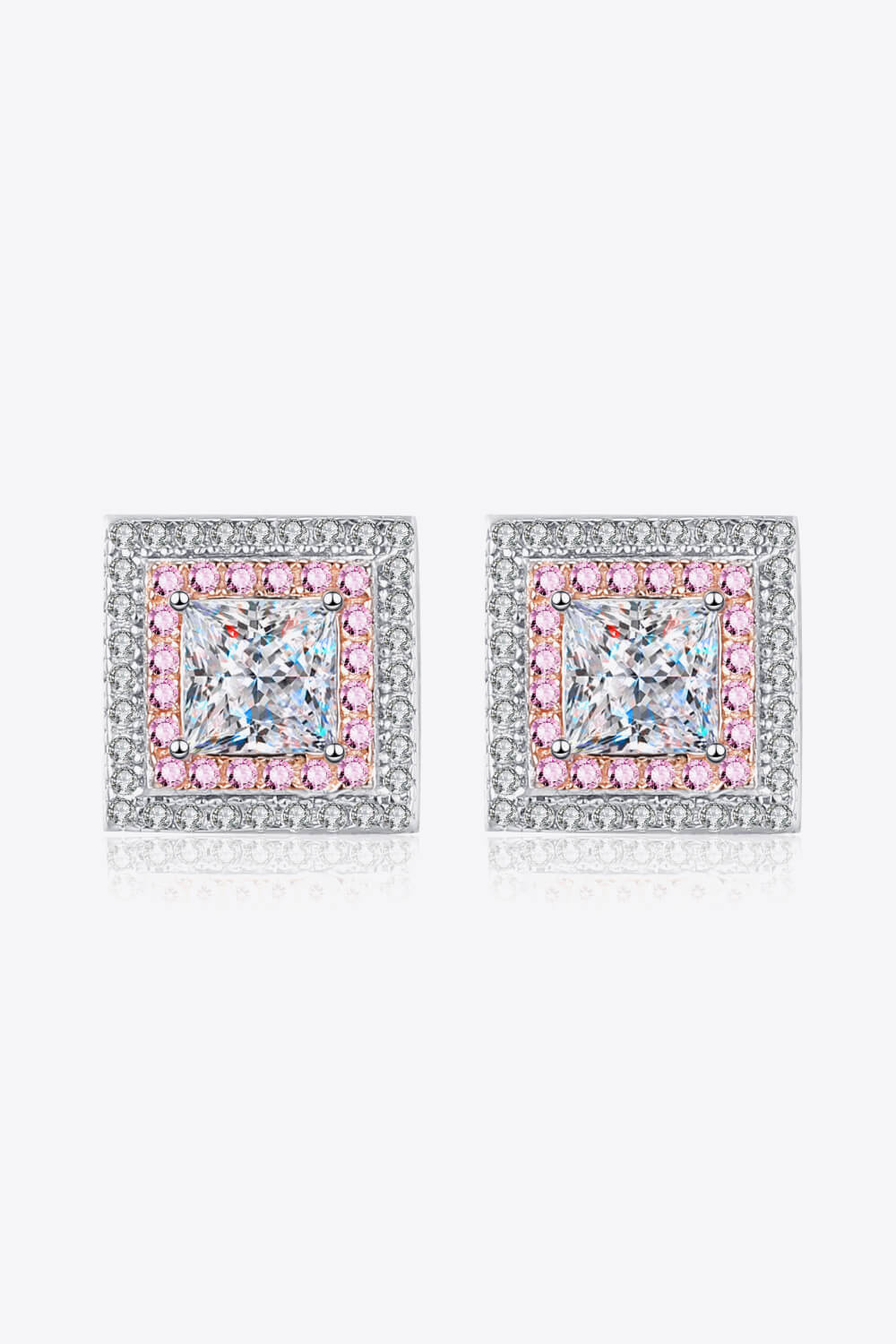 Sensa Moderna 1 Carat Moissanite 925 Sterling Silver Bezel Square Stud Earrings