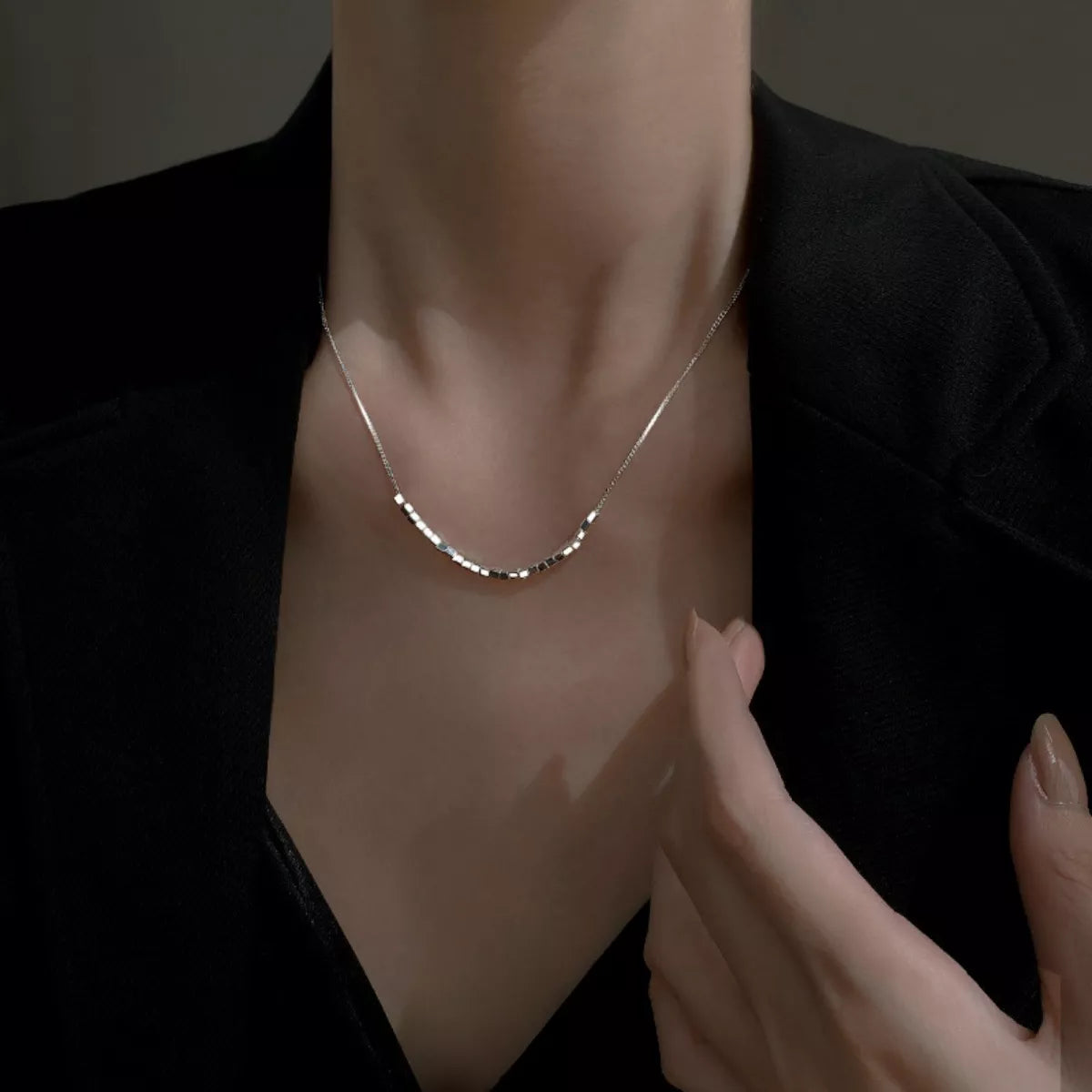 Sensa Grid 925 Sterling Silver Cube Necklace