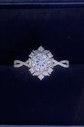 Sensa Moderna 2 Carat Moissanite 925 Sterling Silver Floral Crisscross Ring