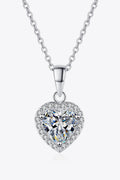 Lumina Heart 1 Carat Moissanite 925 Sterling Silver Heart Pendant Chain Necklace