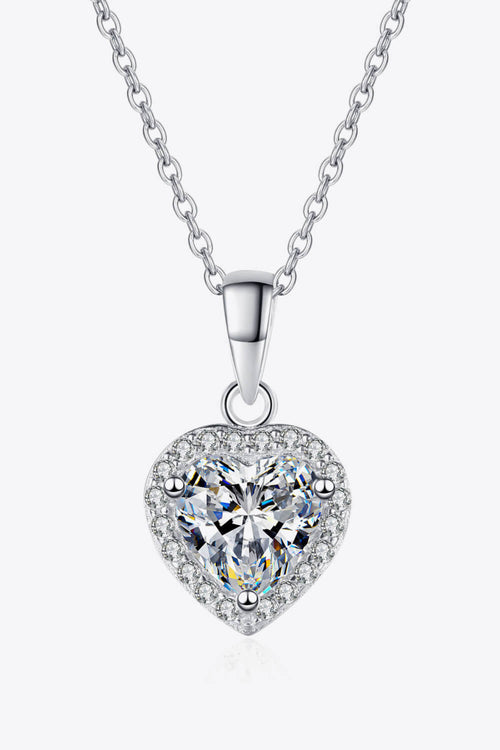 Lumina Heart 1 Carat Moissanite 925 Sterling Silver Heart Pendant Chain Necklace