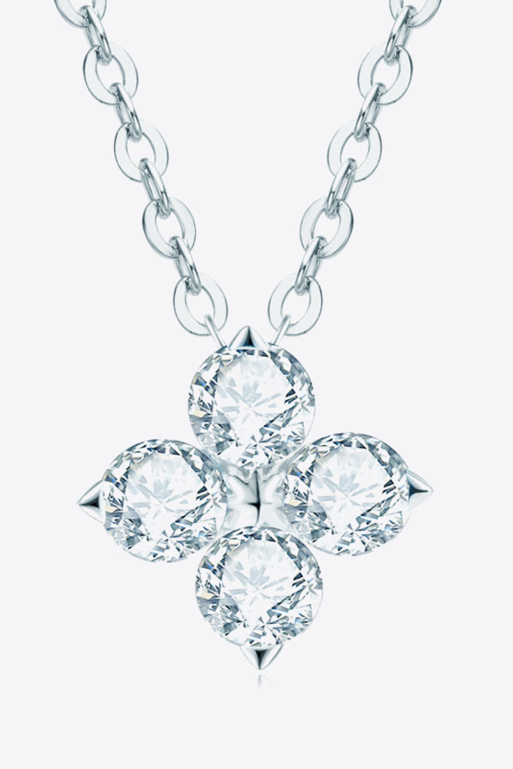 Sensa Moderna 0.4 Carat Moissanite 925 Sterling Silver Four Leaf Clover Pendant Necklace