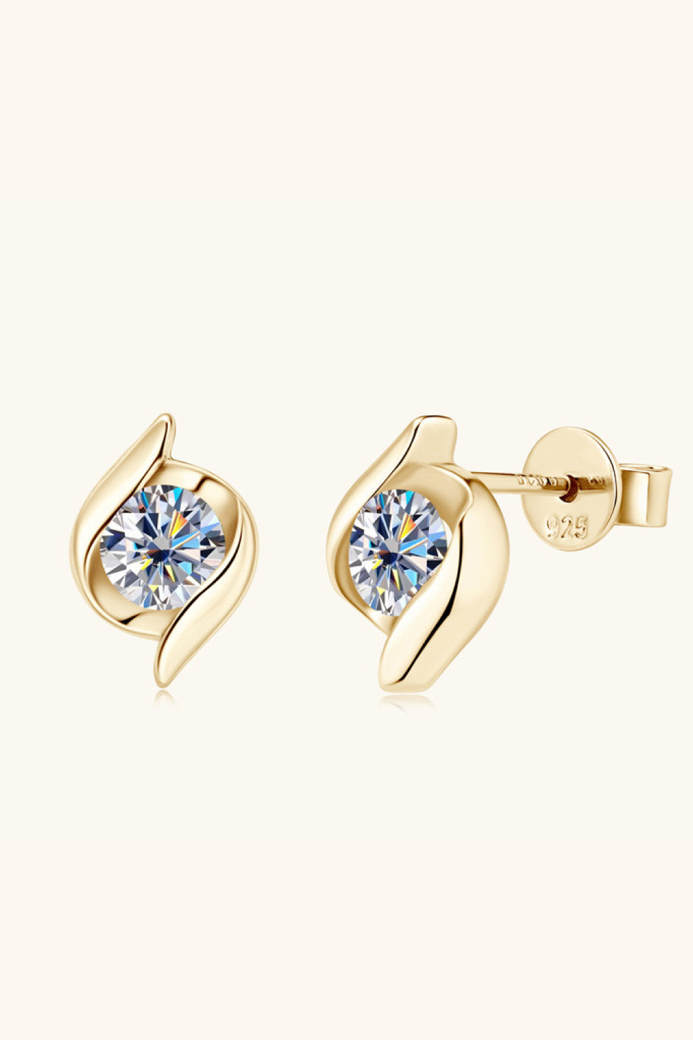 Sensa Moderna 1 Carat Moissanite 925 Sterling Silver Solitaire Stud Earrings