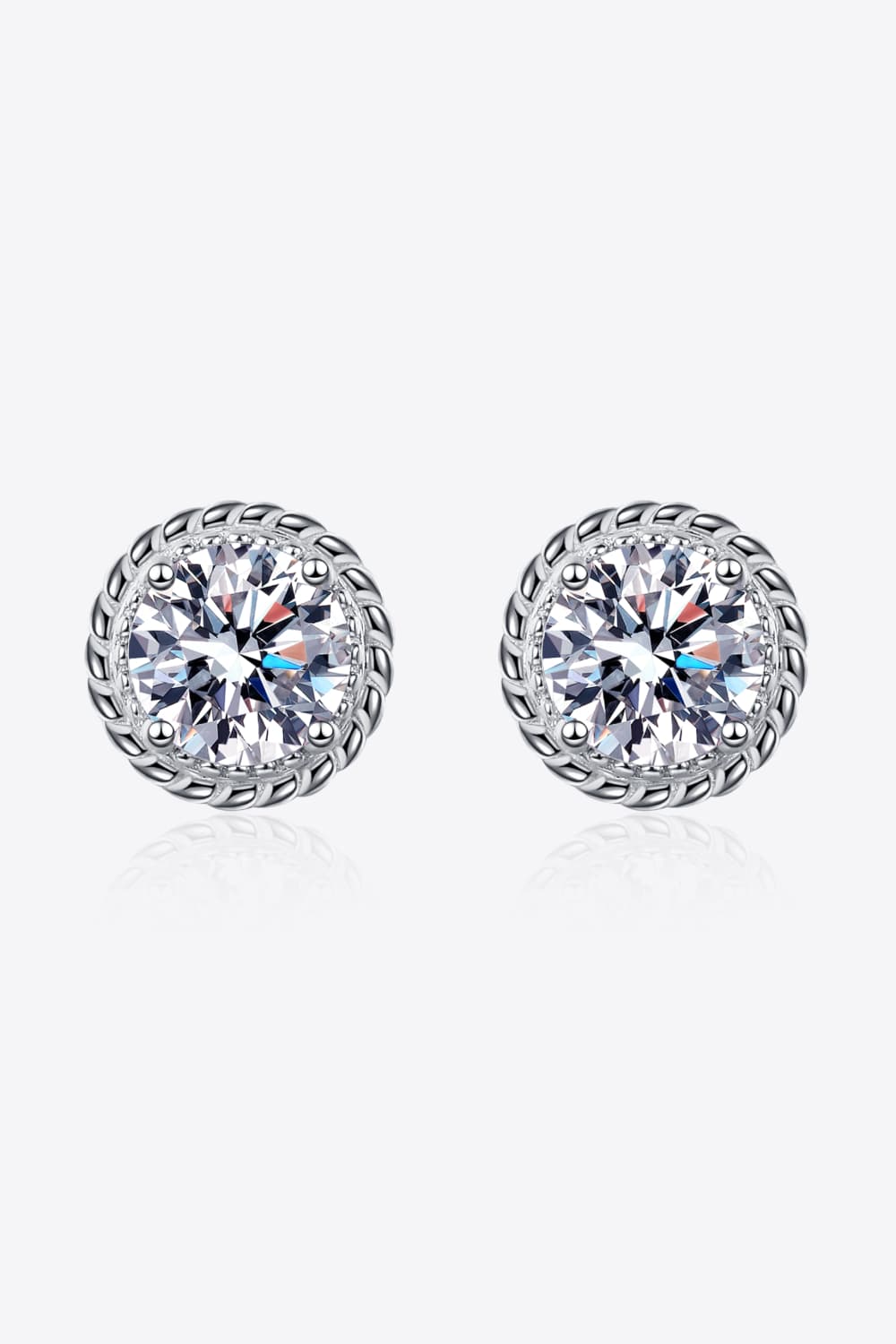 Sensa Moderna 2 Carat Moissanite 925 Sterling Silver Rope Frame Stud Earrings