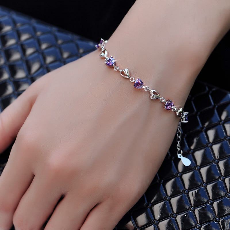 Lumina Splash Cubic Zirconia 925 Sterling Silver Eight-Stone Bracelet