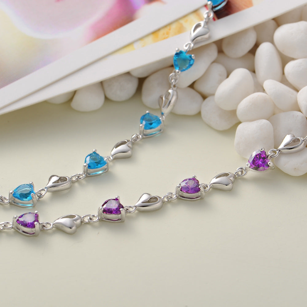 Lumina Splash Cubic Zirconia 925 Sterling Silver Eight-Stone Bracelet