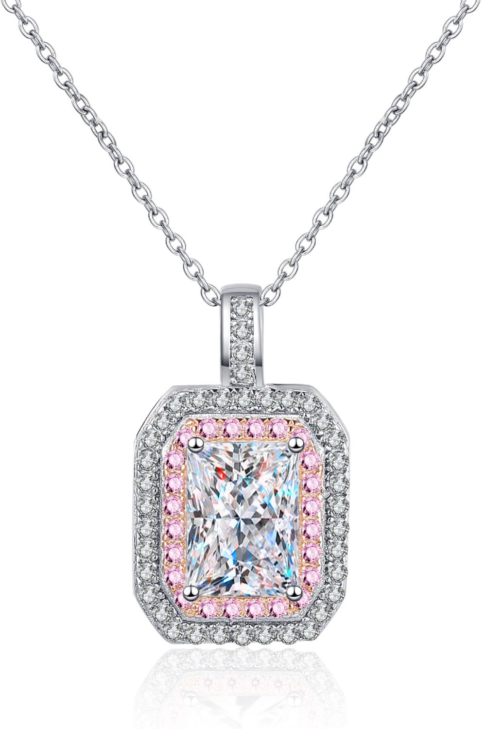 Sensa Moderna 1 Carat Moissanite 925 Sterling Silver Geometric Pendant Chain Necklace