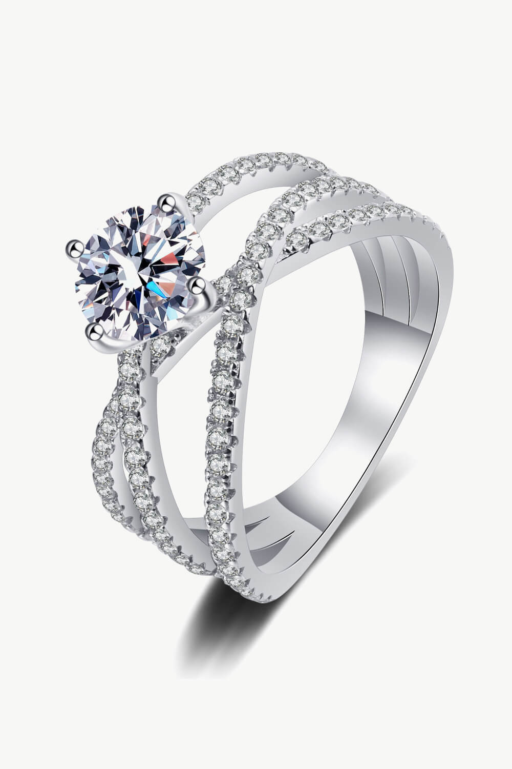 Sensa Moderna 1 Carat Moissanite 925 Sterling Silver Crisscross Ring