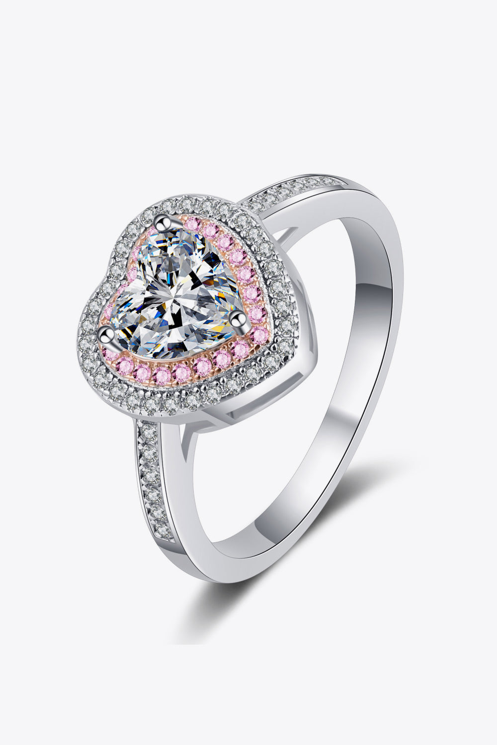 Lumina Heart 1 Carat Moissanite 925 Sterling Silver Heart Band Ring
