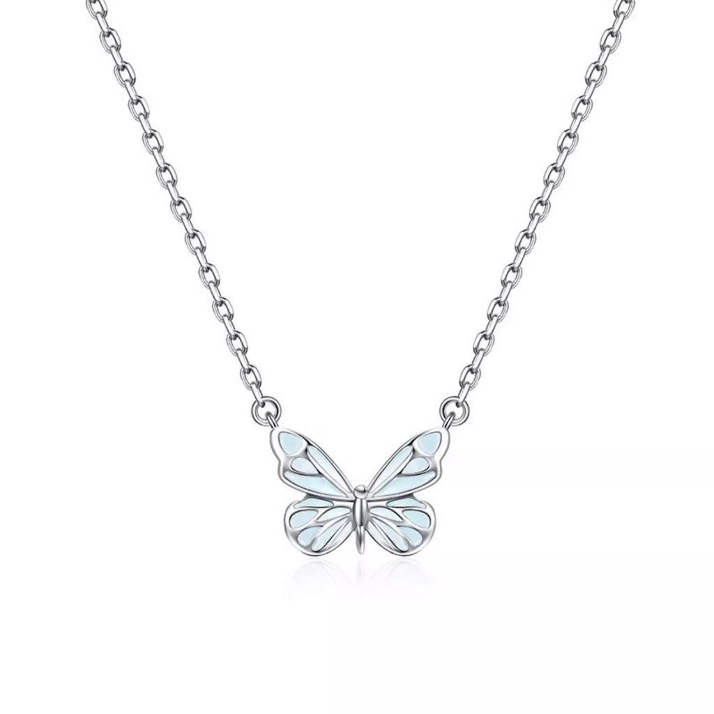 Sensa Moderna Resin 925 Sterling Silver Butterfly Necklace