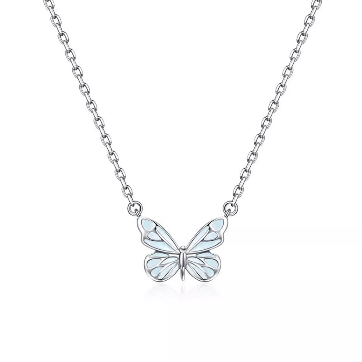 Sensa Moderna Resin 925 Sterling Silver Butterfly Necklace