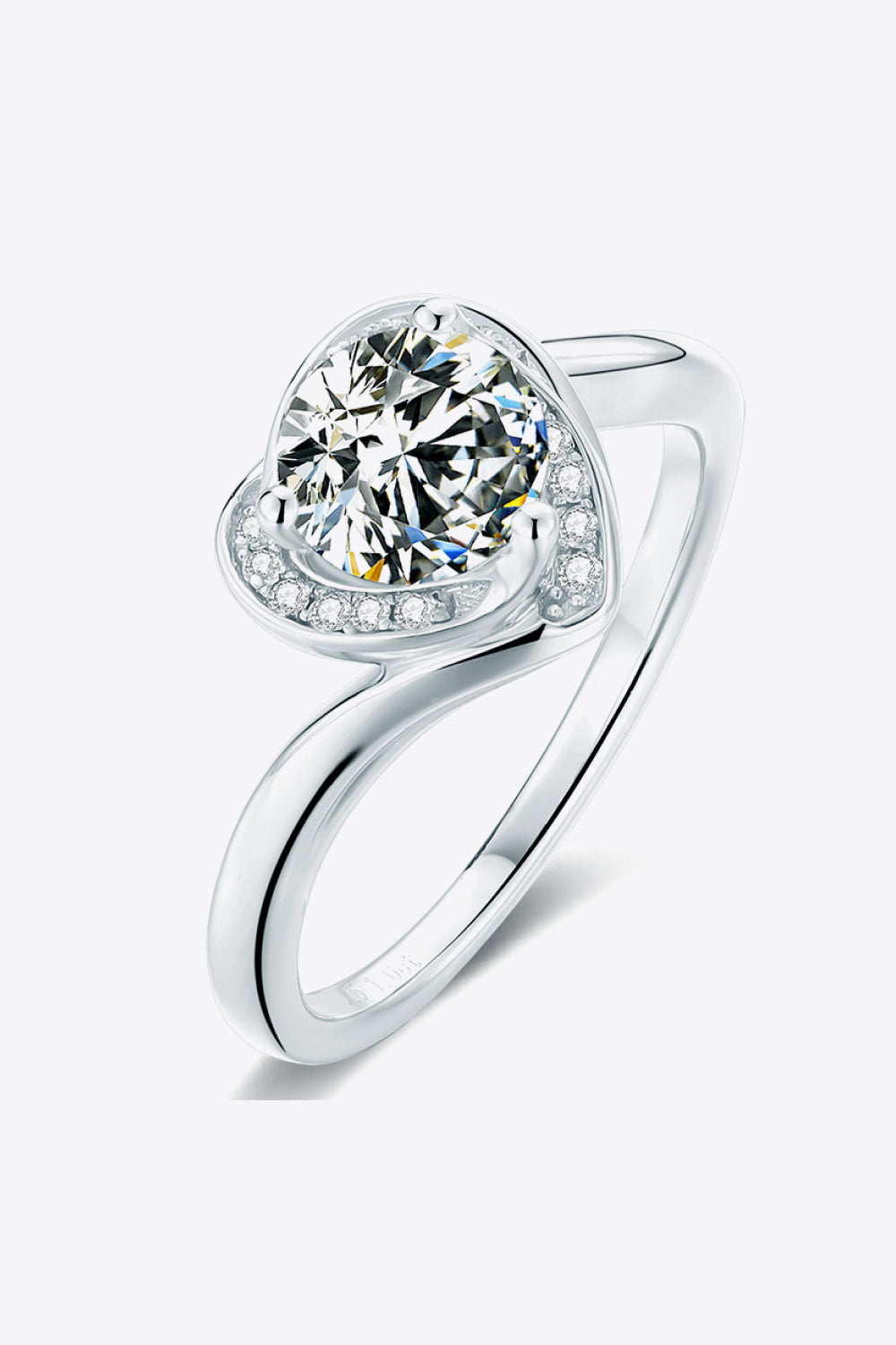 Lumina Heart 1 Carat Moissanite 925 Sterling Silver Heart Pave Ring