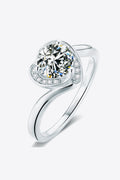 Lumina Heart 1 Carat Moissanite 925 Sterling Silver Heart Pave Ring