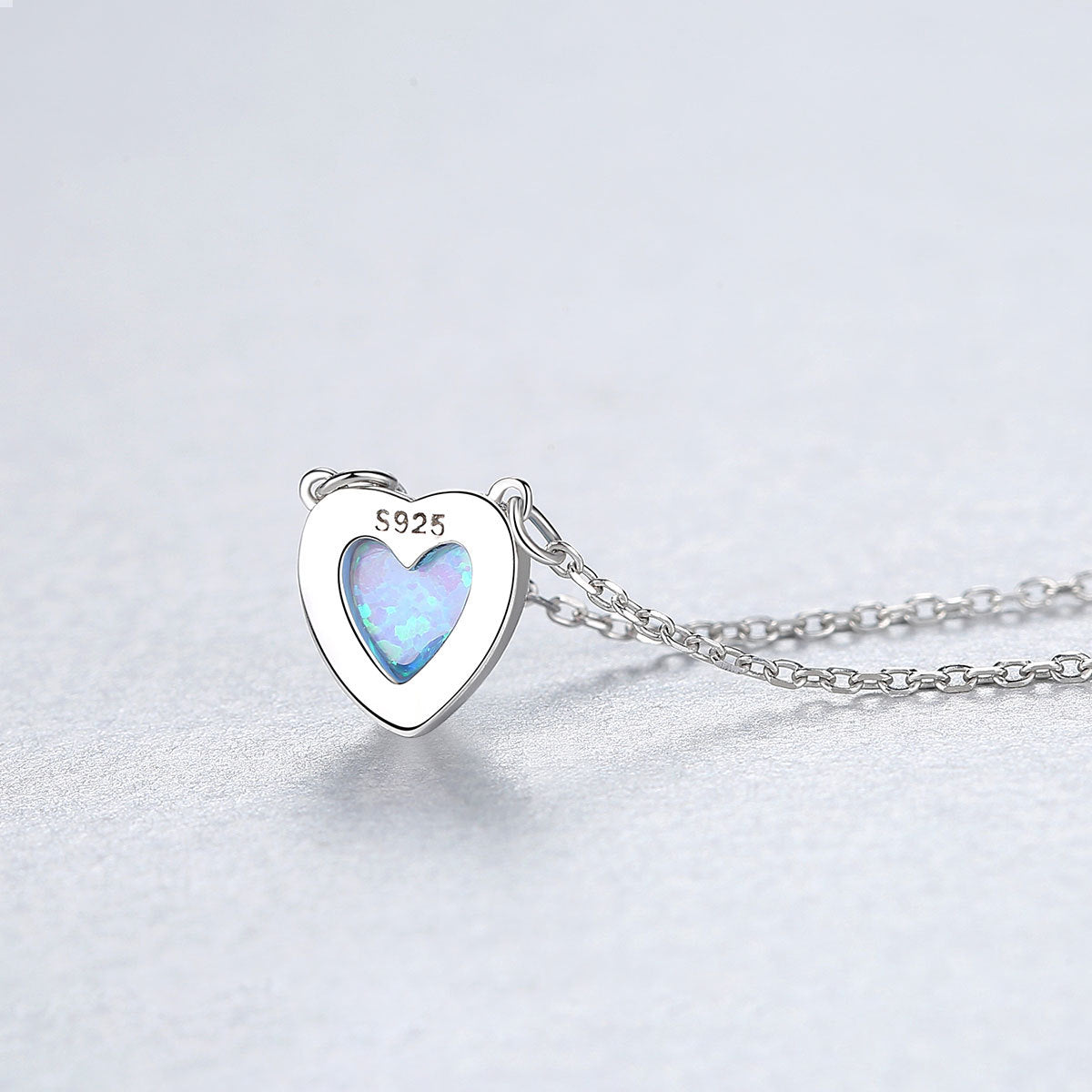 Lumina Splash Created Opal 925 Sterling Silver Heart Necklace