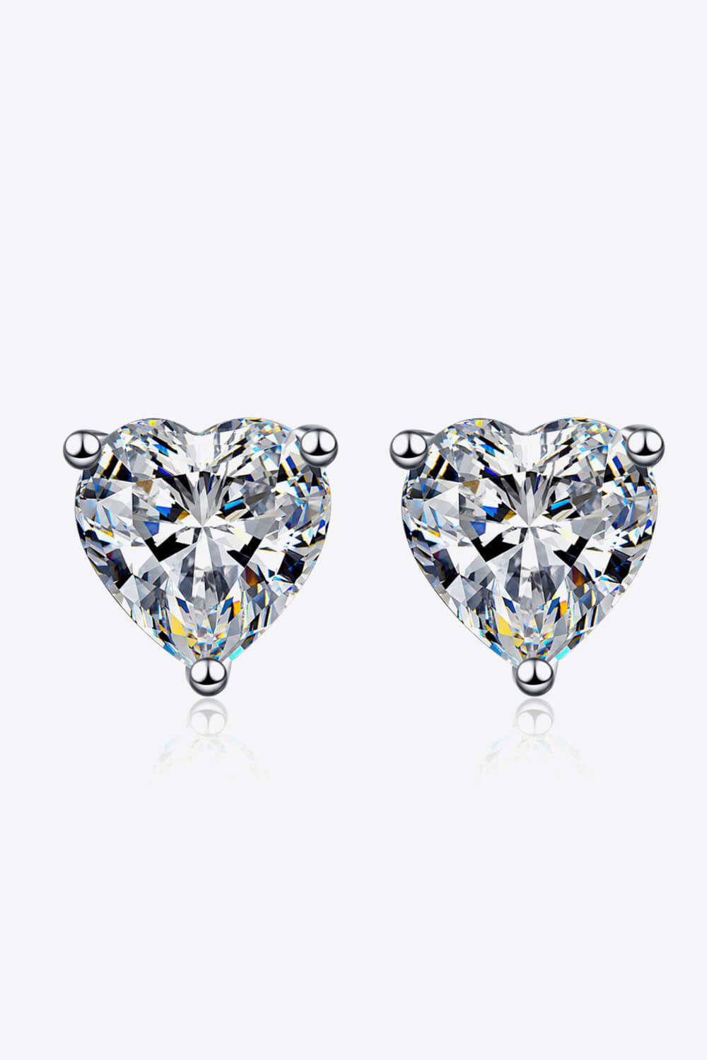 Lumina Heart 2 Carat Moissanite 925 Sterling Silver Beloved Stud Earrings