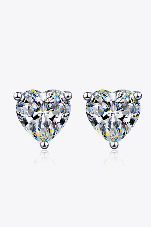 Lumina Heart 2 Carat Moissanite 925 Sterling Silver Beloved Stud Earrings
