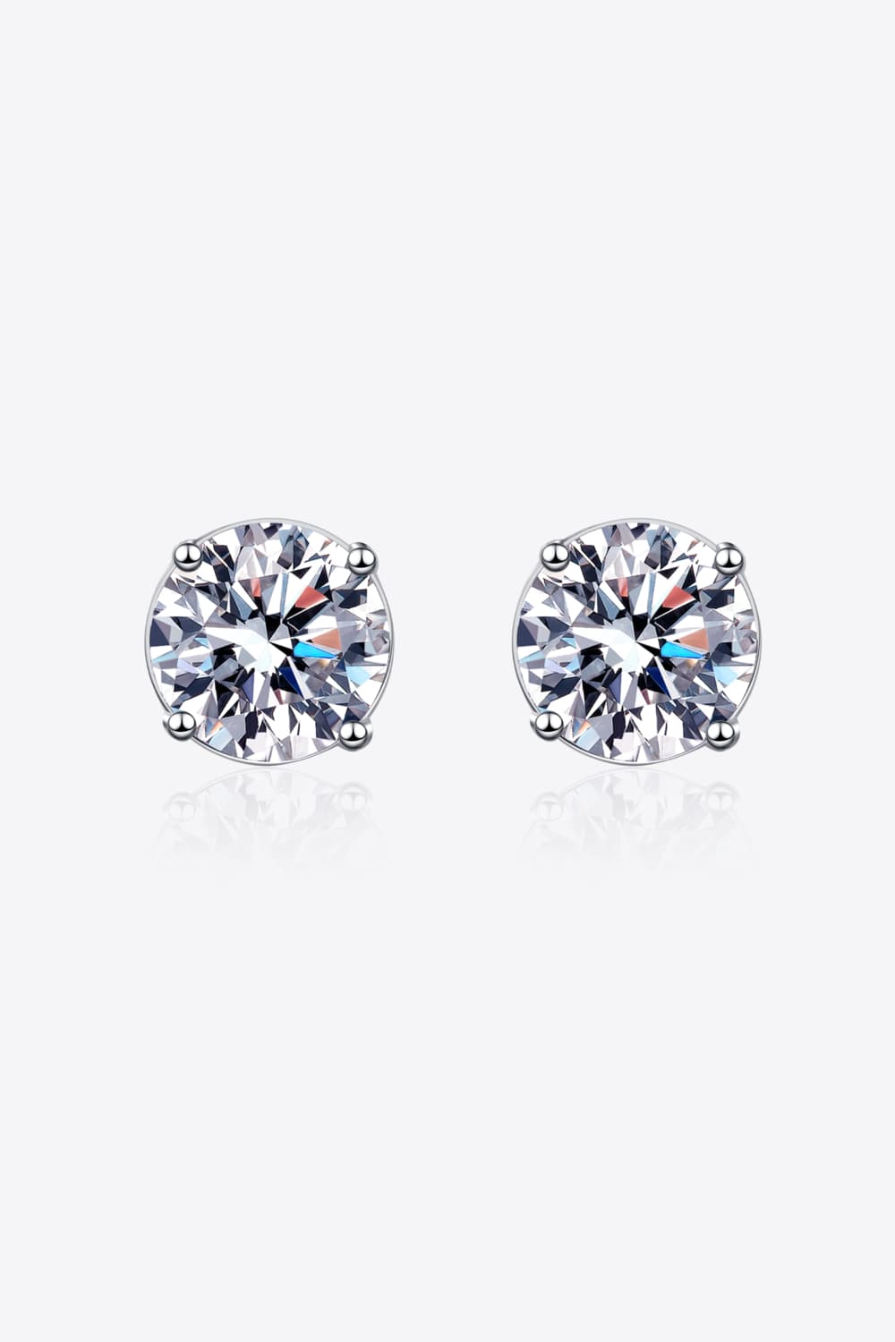 Sensa Moderna 2 Carat Moissanite 925 Sterling Silver 4-Prong Stud Earrings