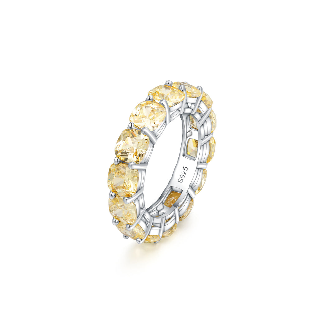 Lumina Splash Cubic Zirconia 925 Sterling Silver Cushion-Cut Eternity Ring