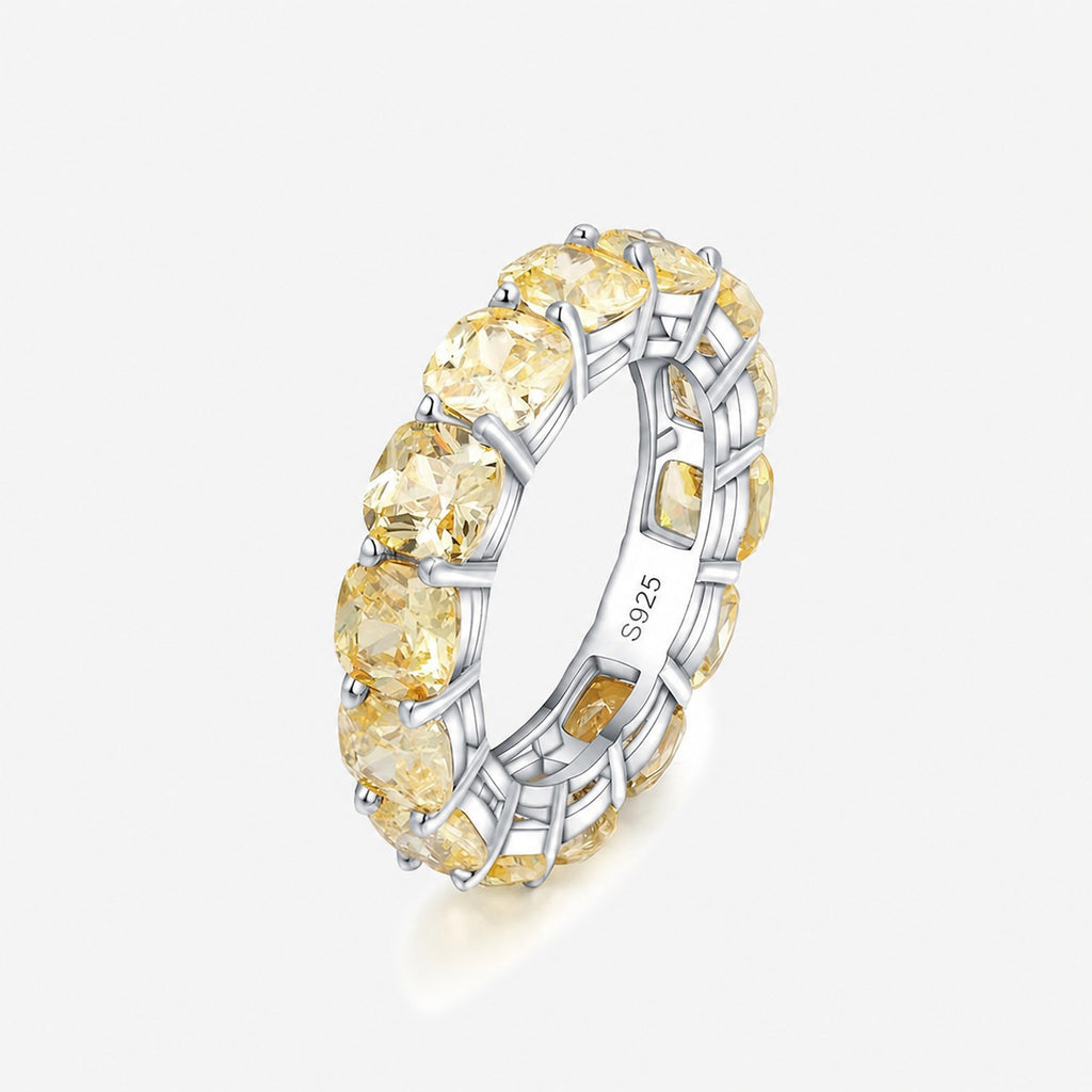 Lumina Splash Cubic Zirconia 925 Sterling Silver Cushion-Cut Eternity Ring