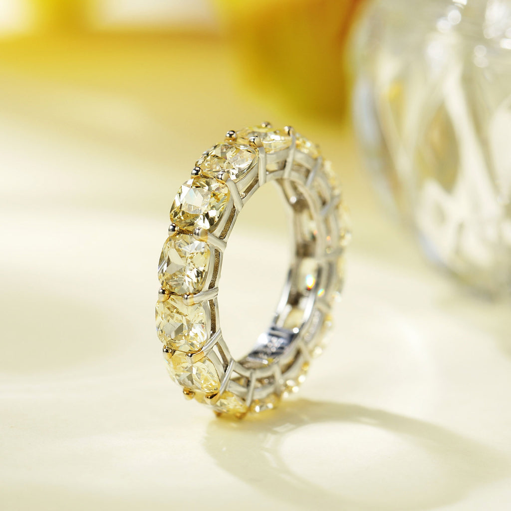 Lumina Splash Cubic Zirconia 925 Sterling Silver Cushion-Cut Eternity Ring