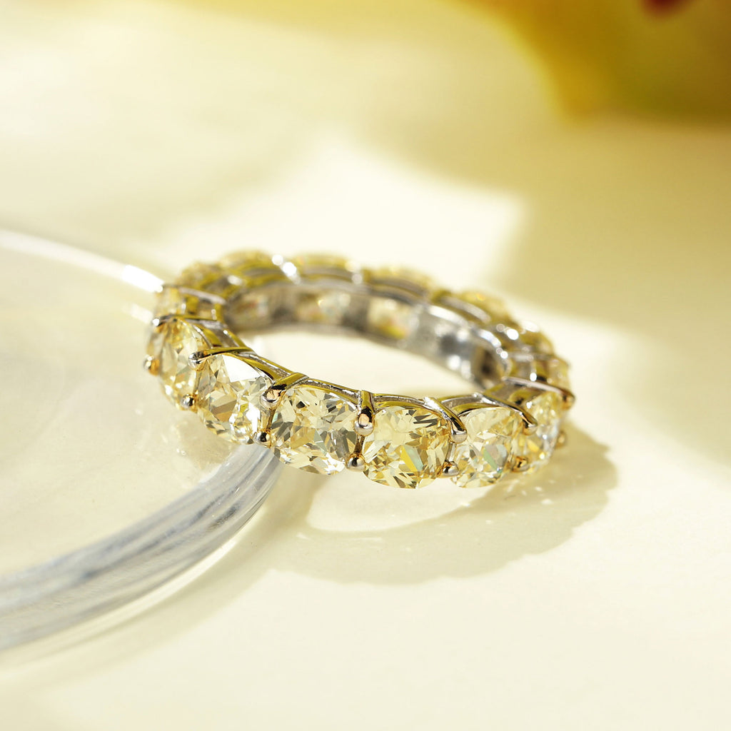 Lumina Splash Cubic Zirconia 925 Sterling Silver Cushion-Cut Eternity Ring