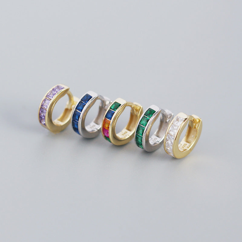Lumina Splash Cubic Zirconia 925 Sterling Silver Mini Hoop Earrings