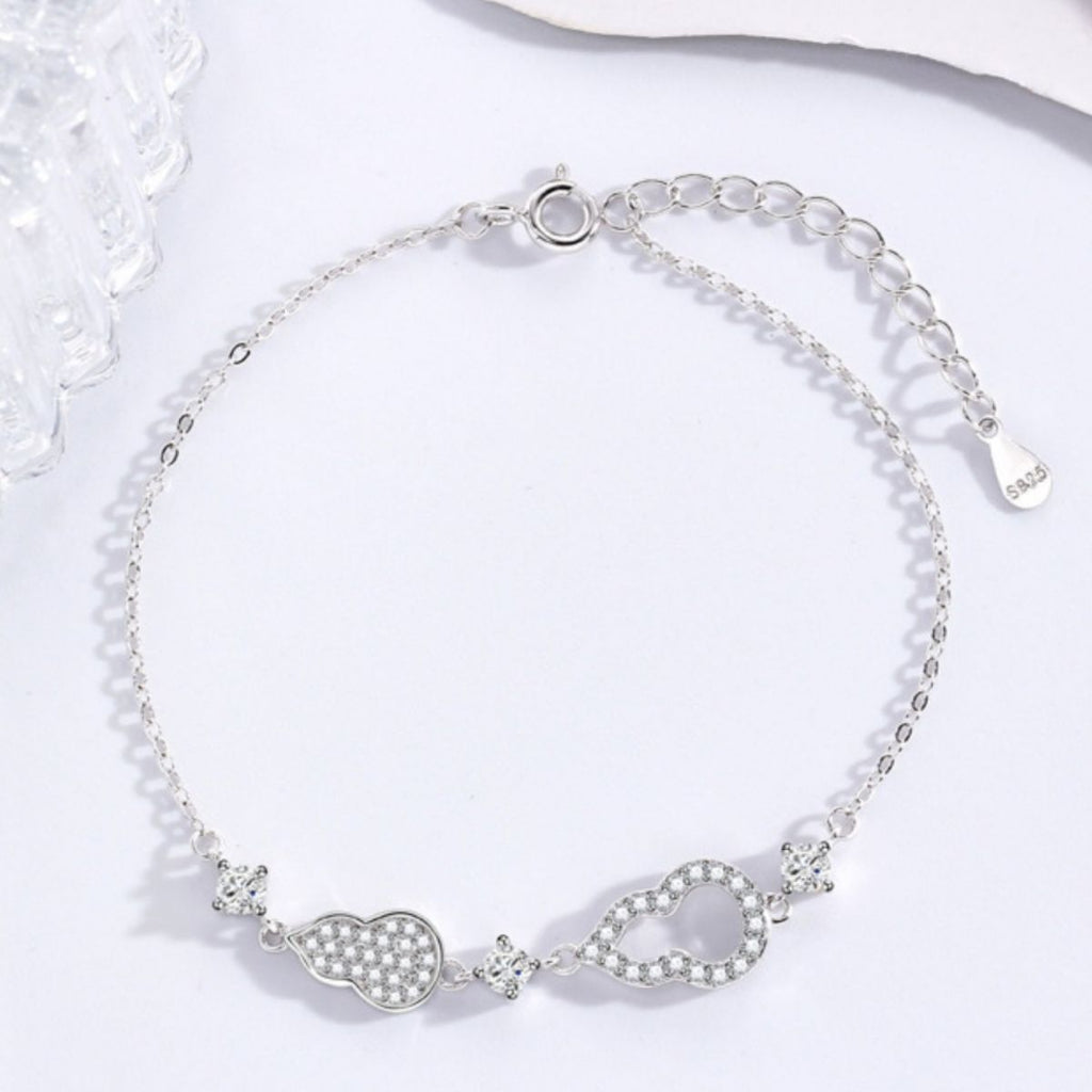 Sensa Grid Zircon 925 Sterling Silver Gourd Adjustable Bracelet