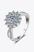 Sensa Moderna 0.5 Carat Moissanite 925 Sterling Silver Flower Split Shank Ring
