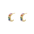Lumina Splash Cubic Zirconia 925 Sterling Silver Baguette C-Shaped Stud Earrings