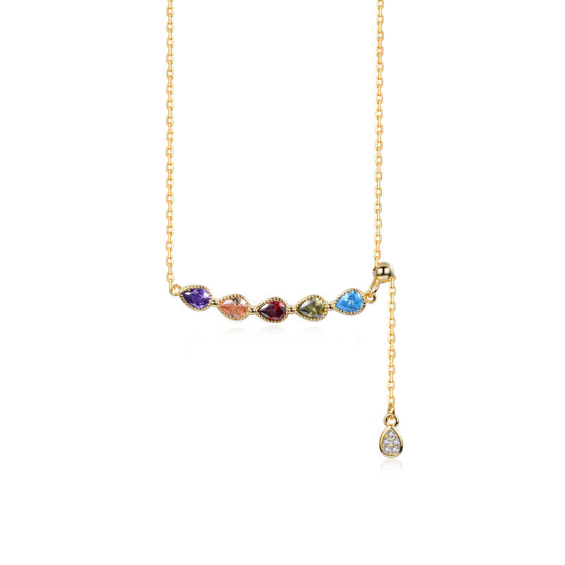 Lumina Splash Cubic Zirconia 925 Sterling Silver Smile Necklace
