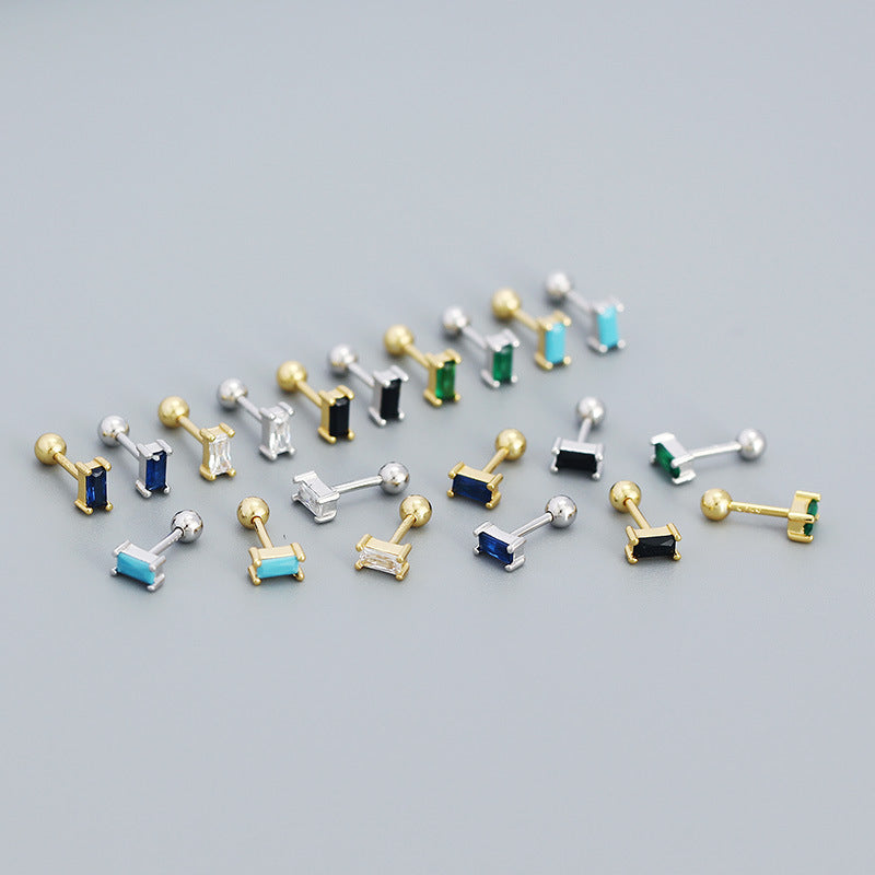 Lumina Splash 925 Sterling Silver Rectangle Stud Earrings