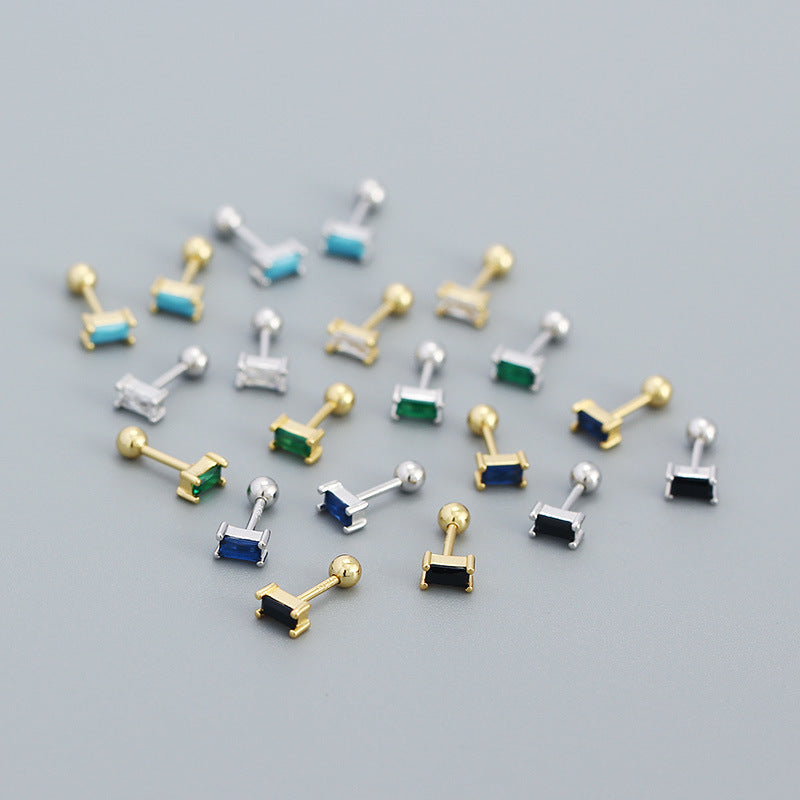 Lumina Splash 925 Sterling Silver Rectangle Stud Earrings