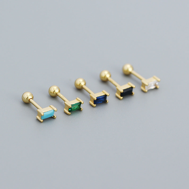 Lumina Splash 925 Sterling Silver Rectangle Stud Earrings